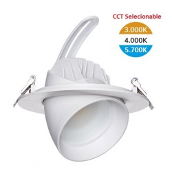 Foco orientable empotrar LED SMD 38W CCT, corte 160mm, Blanco